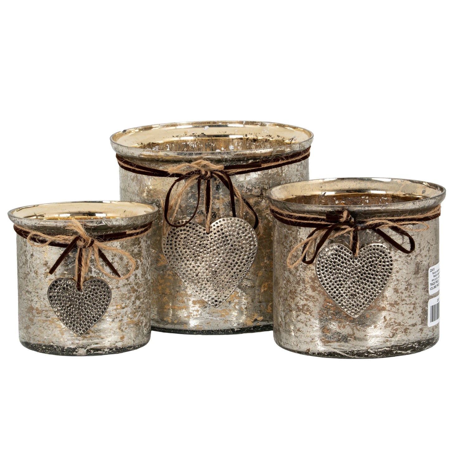 Murcury Hammered Heart Medium Candle Holder
