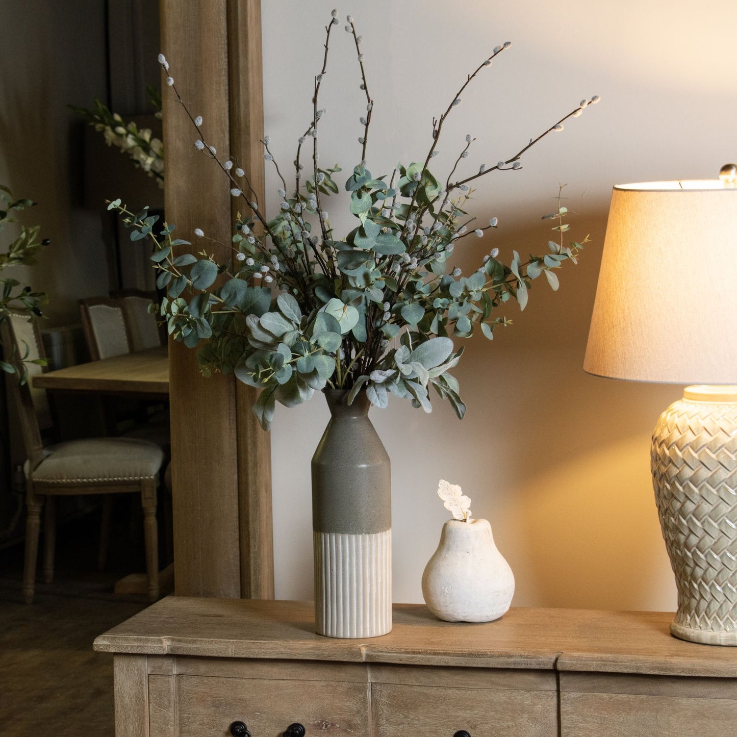 Mason Collection Grey Ceramic Convex Vase