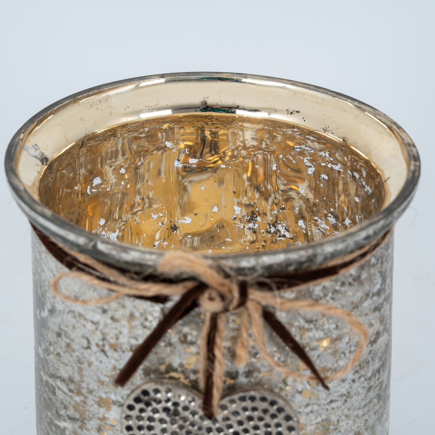 Mercury Hammered Heart Small Candle Holder