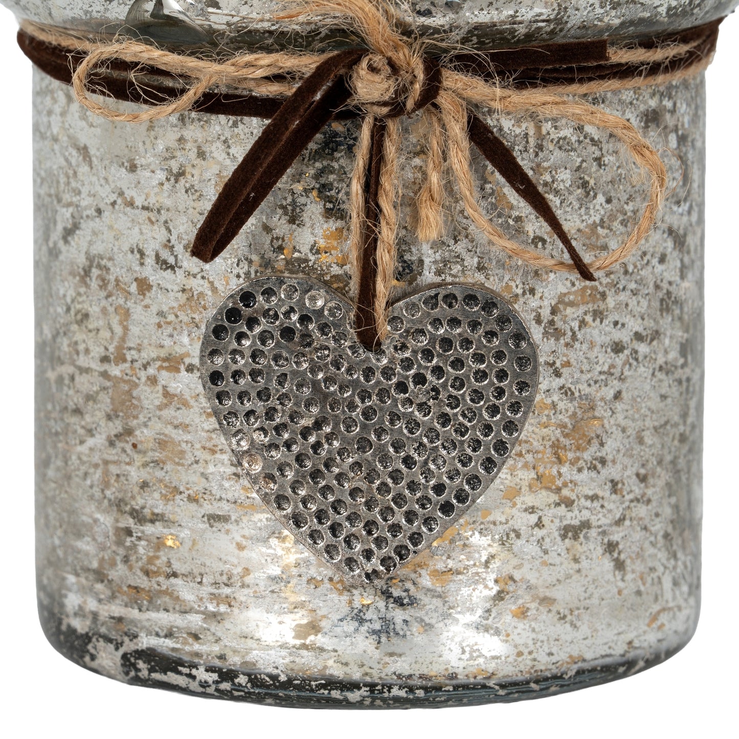 Mercury Hammered Heart Small Candle Holder