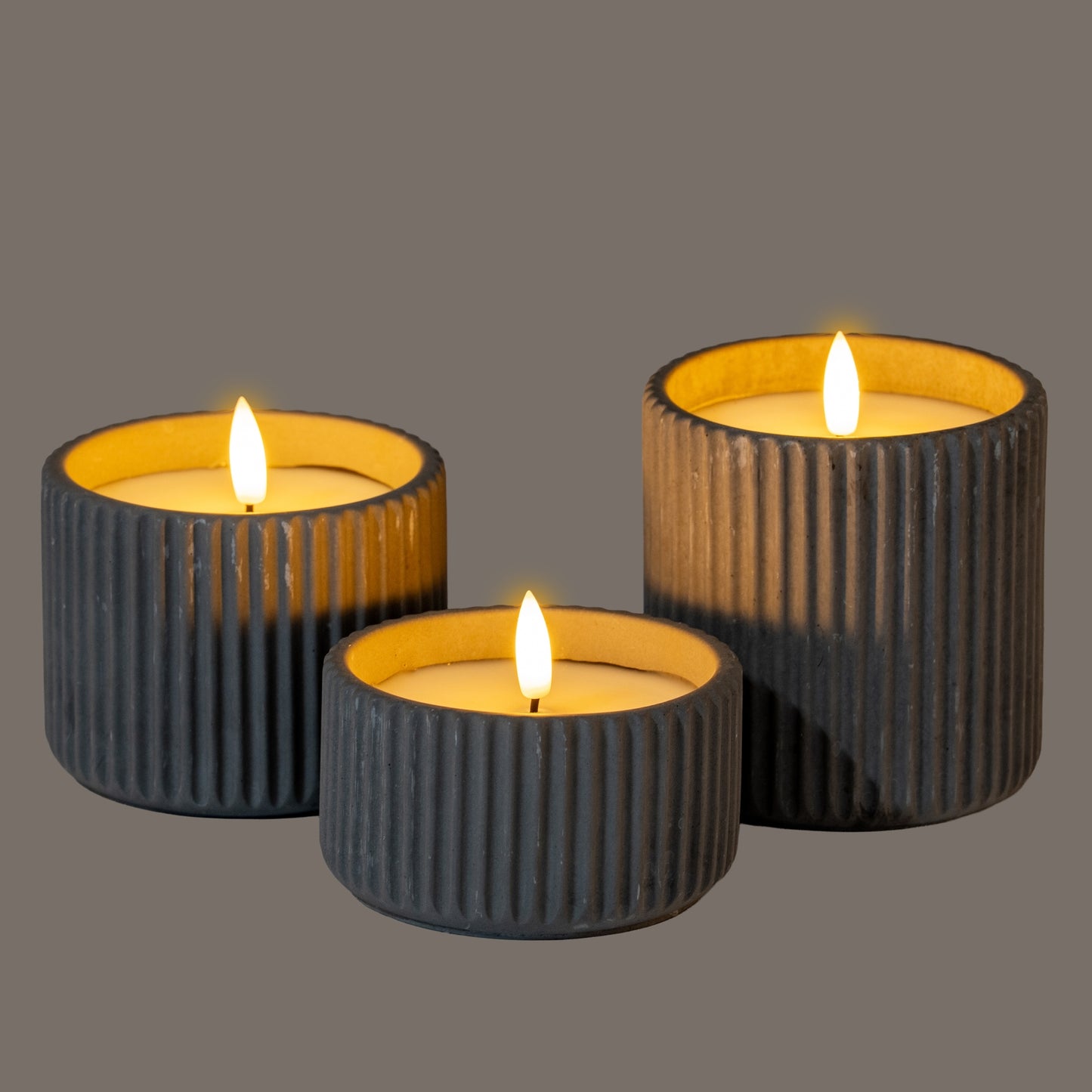 Luxe Collection Natural Glow Chalk Ribbed Small Led Candle