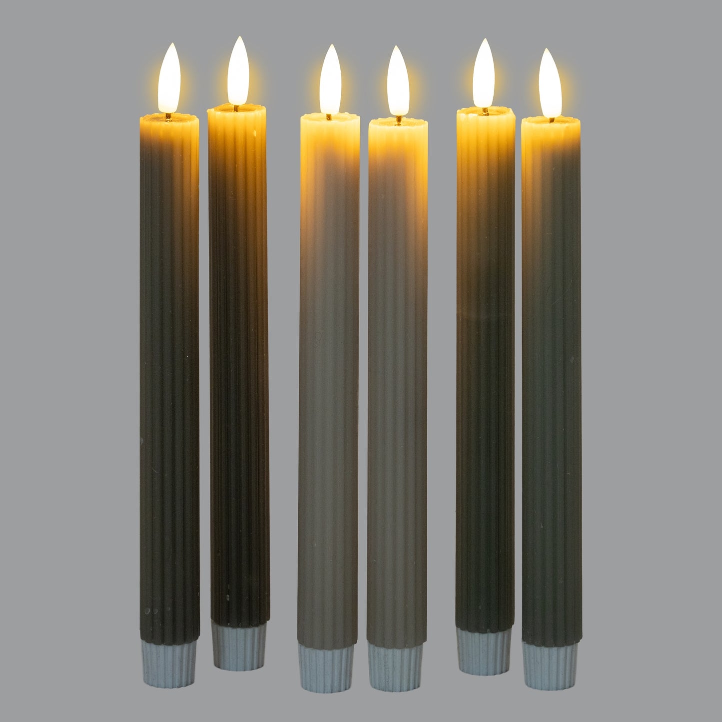 Luxe Collection Natural Glow Taupe  Ribbed Taper Candles