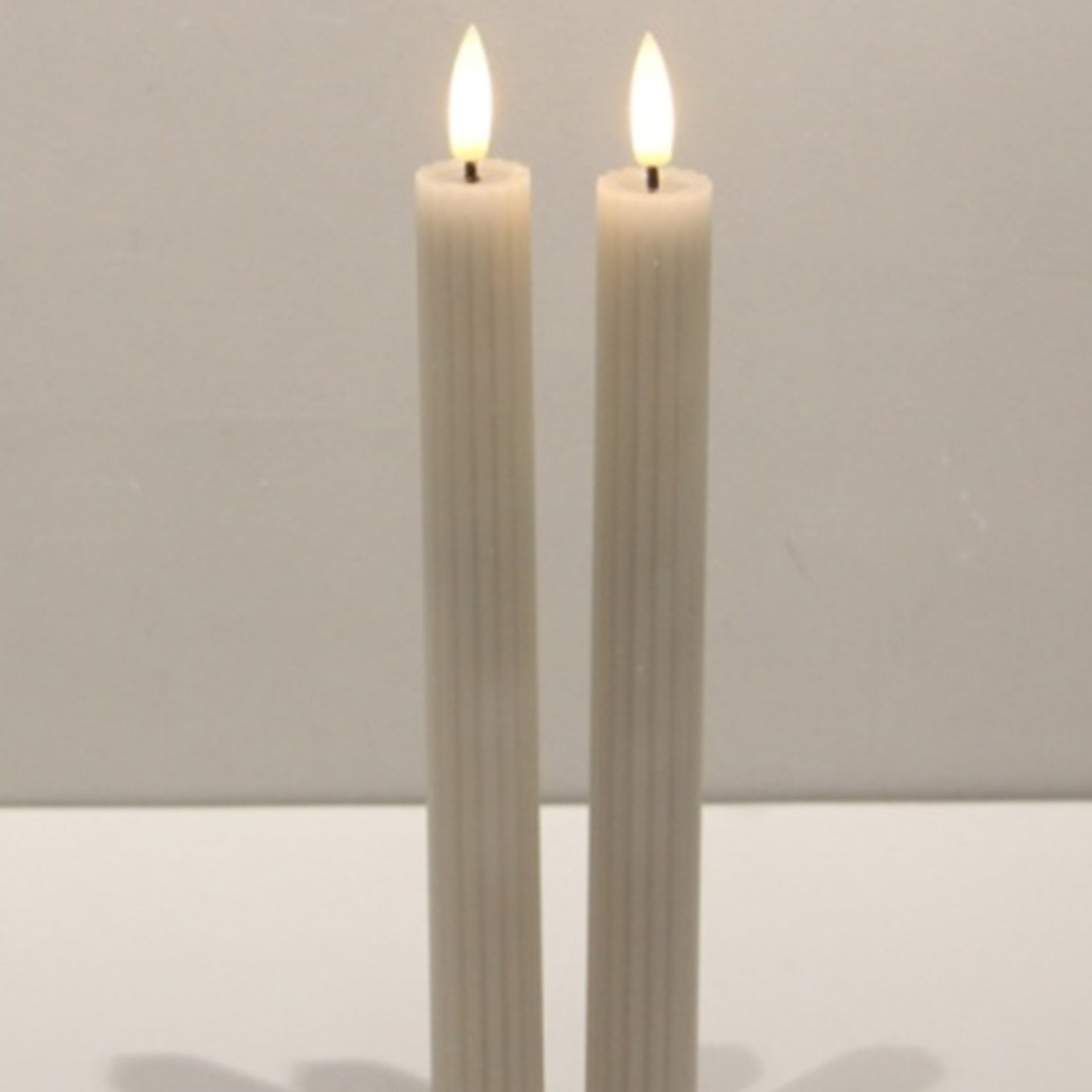 Luxe Collection Natural Glow Taupe  Ribbed Taper Candles