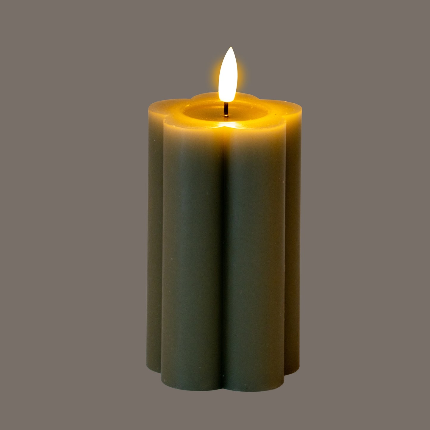 Luxe Collection Natural Glow 2.75x5 Grey Pillar LED Candle