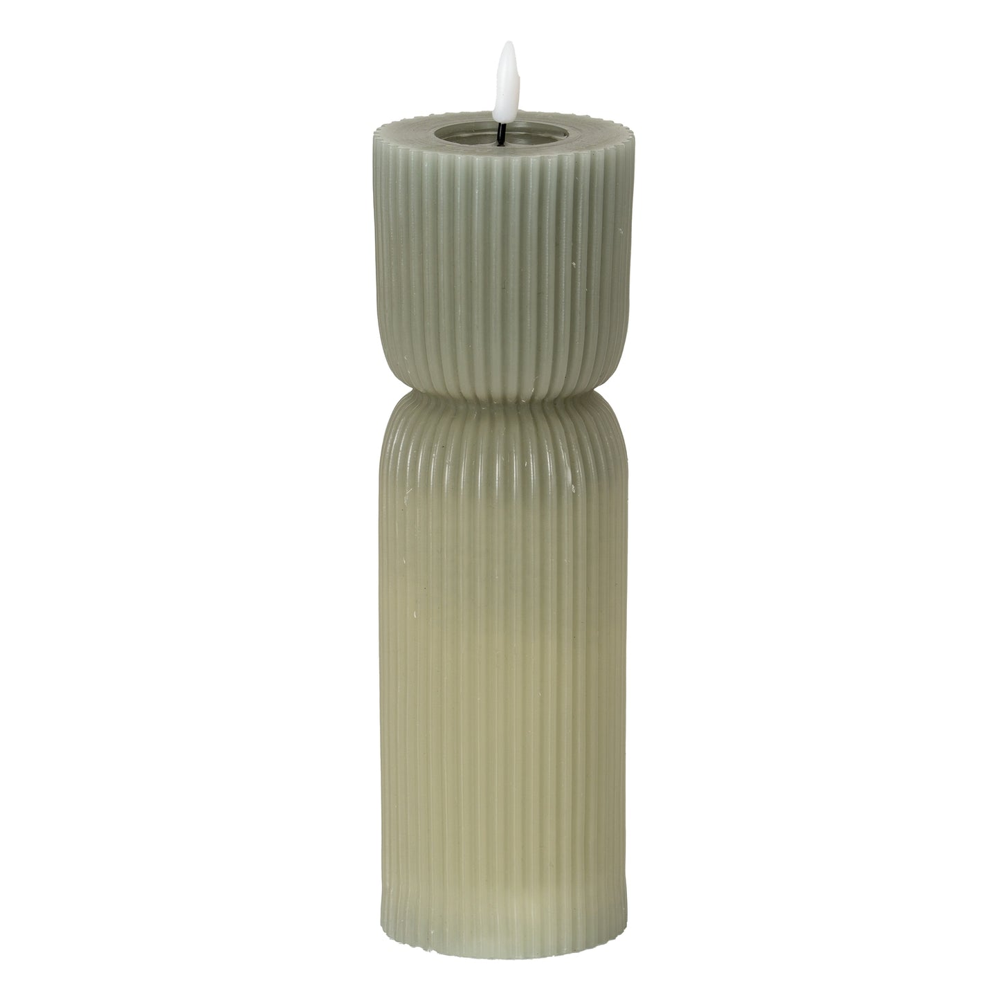 Luxe Collection Natural Glow 2.75x10 Grey Carved LED Candle