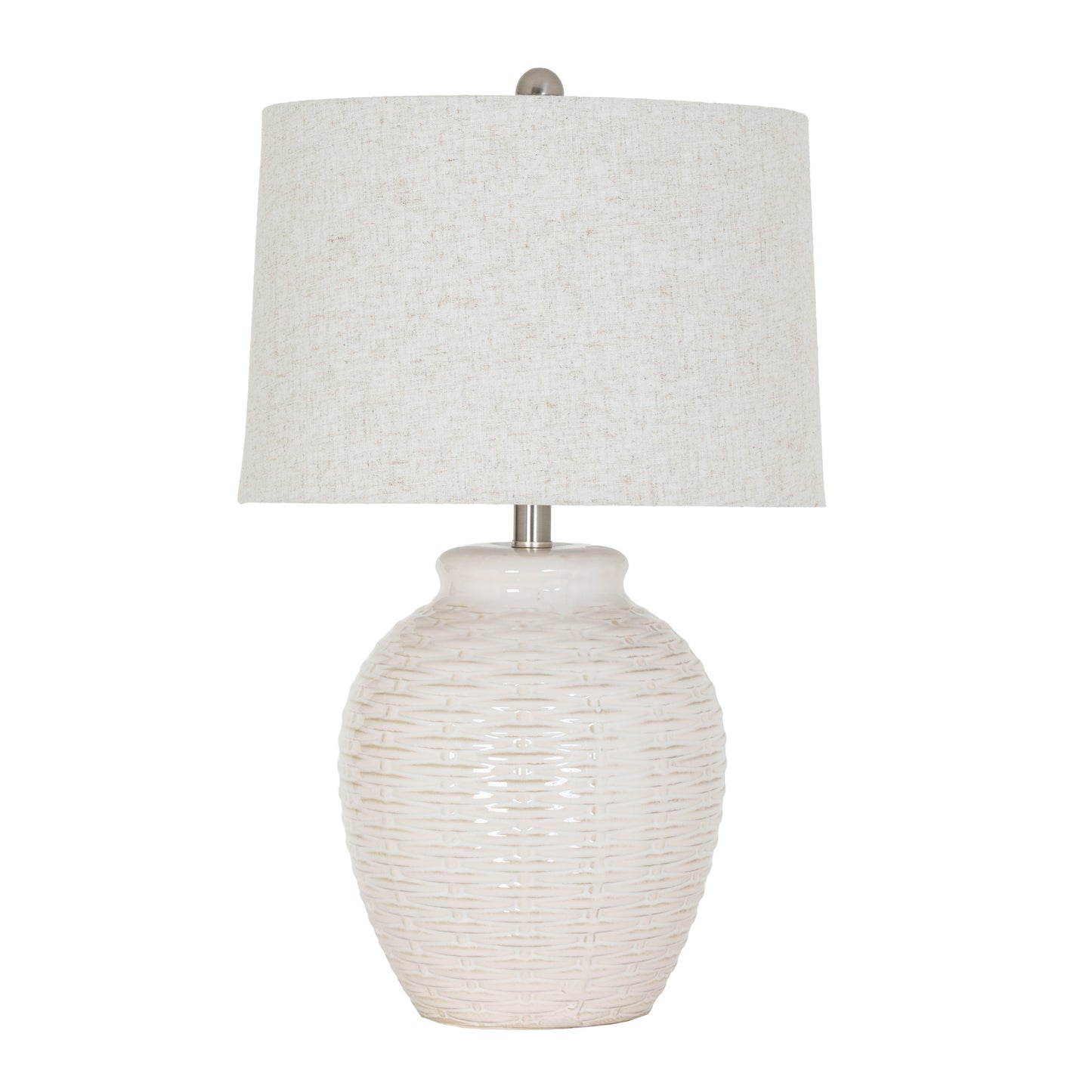 Basketweave Ceramic Table Lamp With Linen Shade