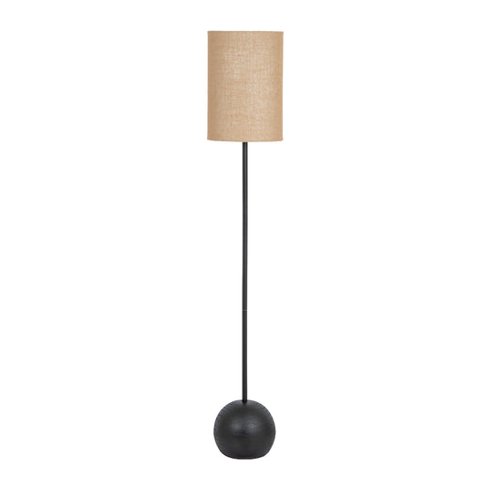 Black Cannon Floor Lamp With Hessian Shade